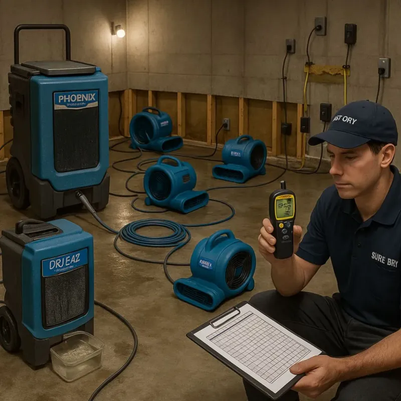 Structural Drying and Dehumidification process in Fishers, IN